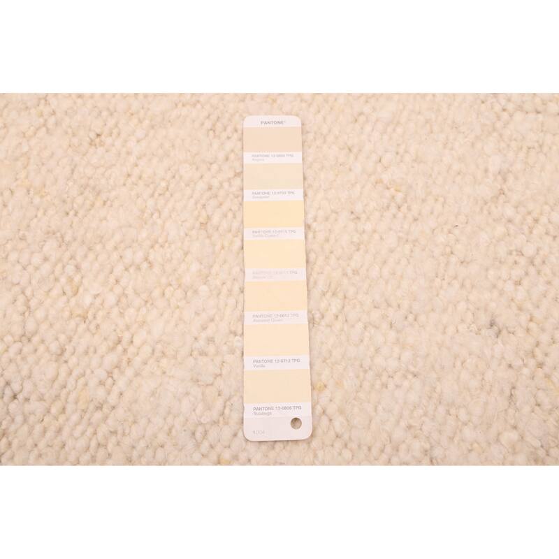 ECARPETGALLERY Hand Woven Looma Cream Wool Rug - 8'0 x 9'8