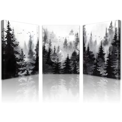 Black and White Forest Scenery Wall Paintings Modern Abstract Art