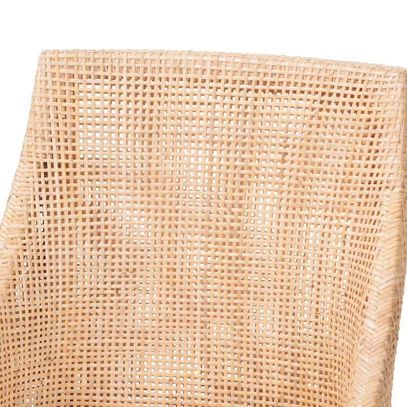 Beata Natural Rattan Dining Chair - Handcrafted Wingback Accent Chair with Removable Cushion, Coastal Boho Seating