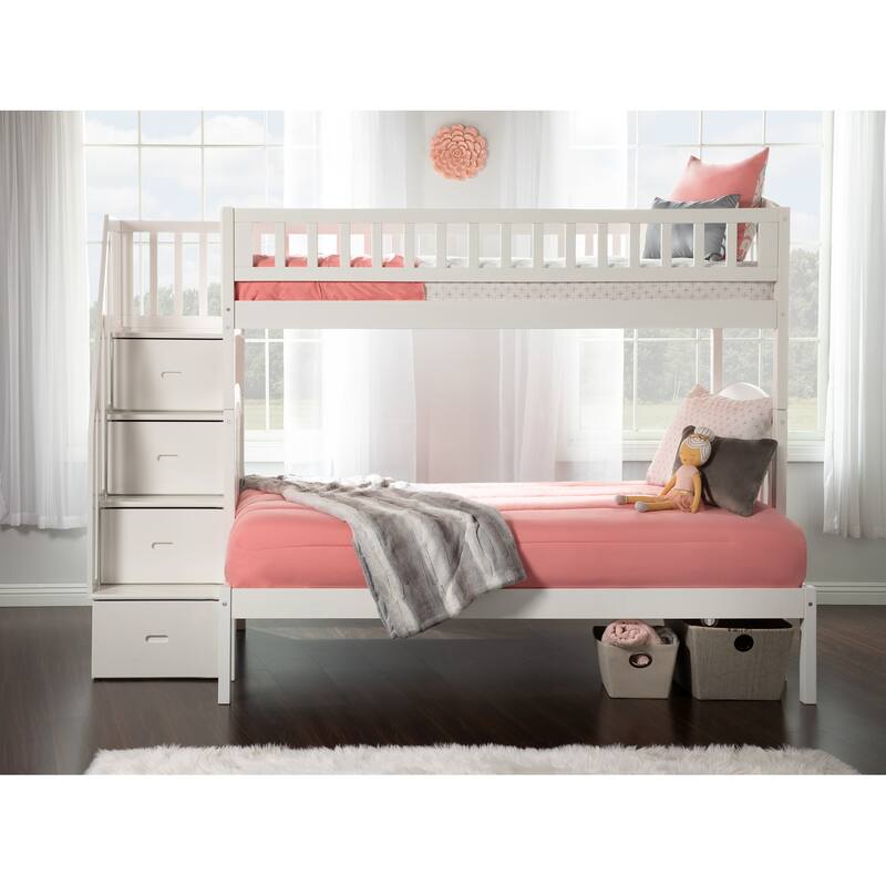Westbrook Staircase Bunk Twin over Full in White