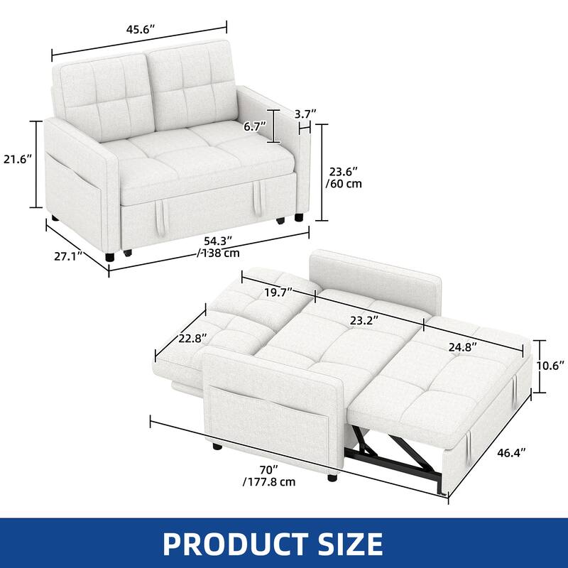 Moasis 3 IN 1 Sleeper Sofa Bed, Pull Out Chair Sofa