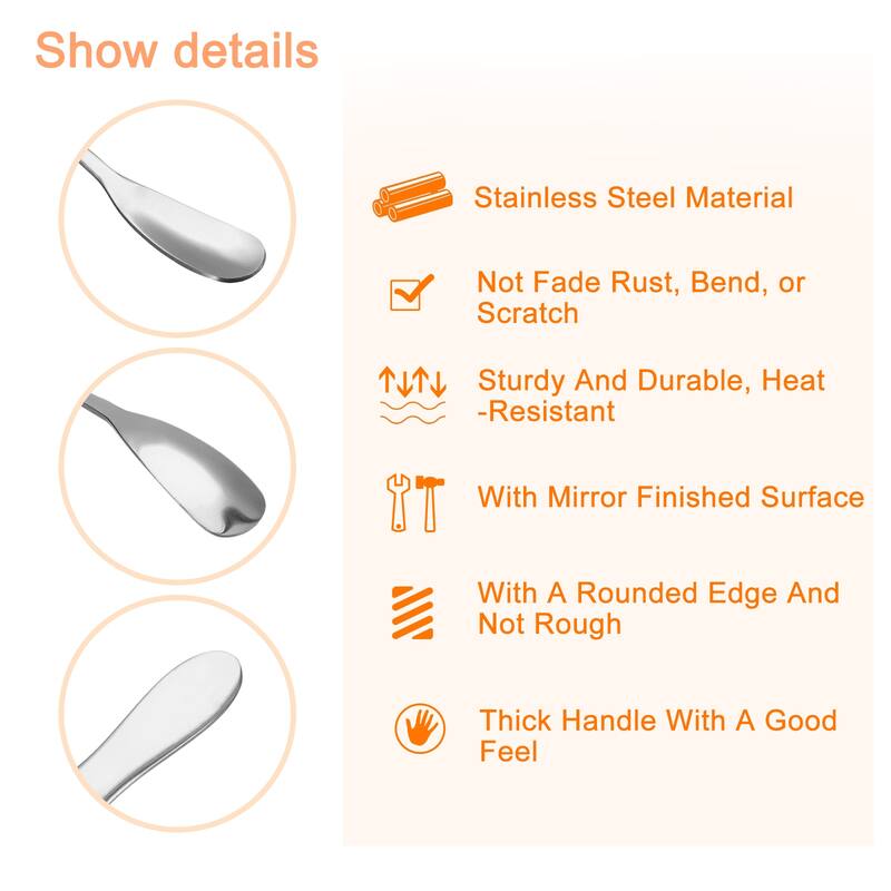 Stainless Steel Stirring Spoon, 6Pcs 10.24-Inch Long Handle Spoon