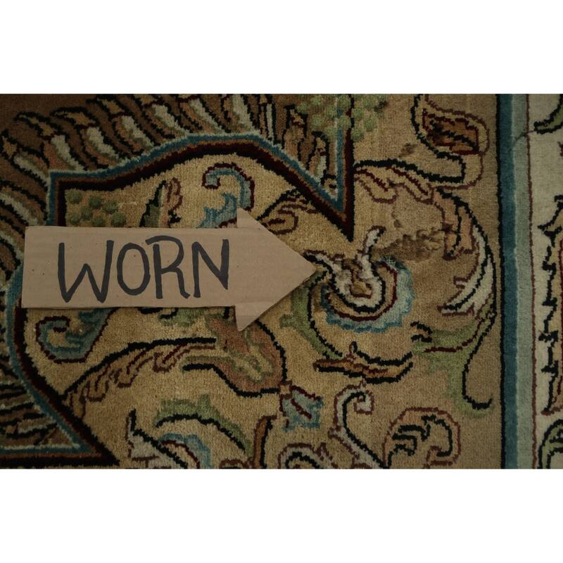 Hand Knotted Oriental 100% Wool Carpet Traditional Floral Brown Aubusson Area Rug - 11' 11'' X 9' 0''