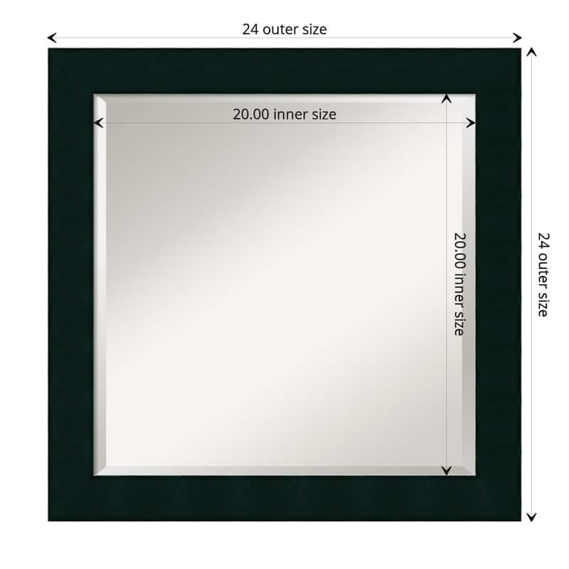 Beveled Wood Wall Mirror - Tribeca Black Frame - Outer Size: 24 x 24 in