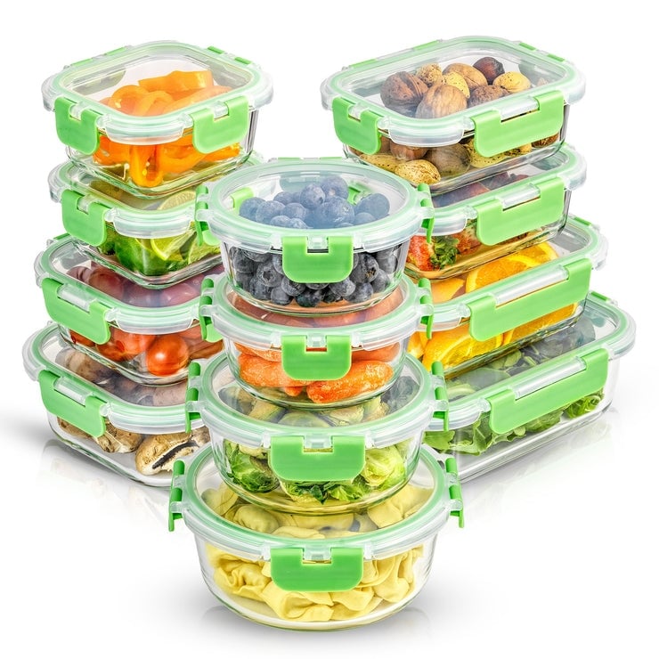 Urban Green Glass Containers With Bamboo Lids, 5 Pack, Pantry & Kitchen  Organizer, Microwave Oven Freezer Safe