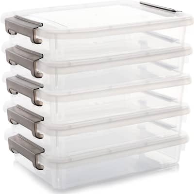 5 PCS Plastic Storage Bins with Lids Portable