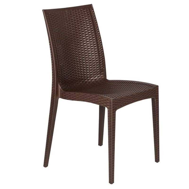 Mace Outdoor Wicker-Style Weather-Resistant and Stackable Dining Chair for Patios, Cafes, Indoor and Outdoor - Brown
