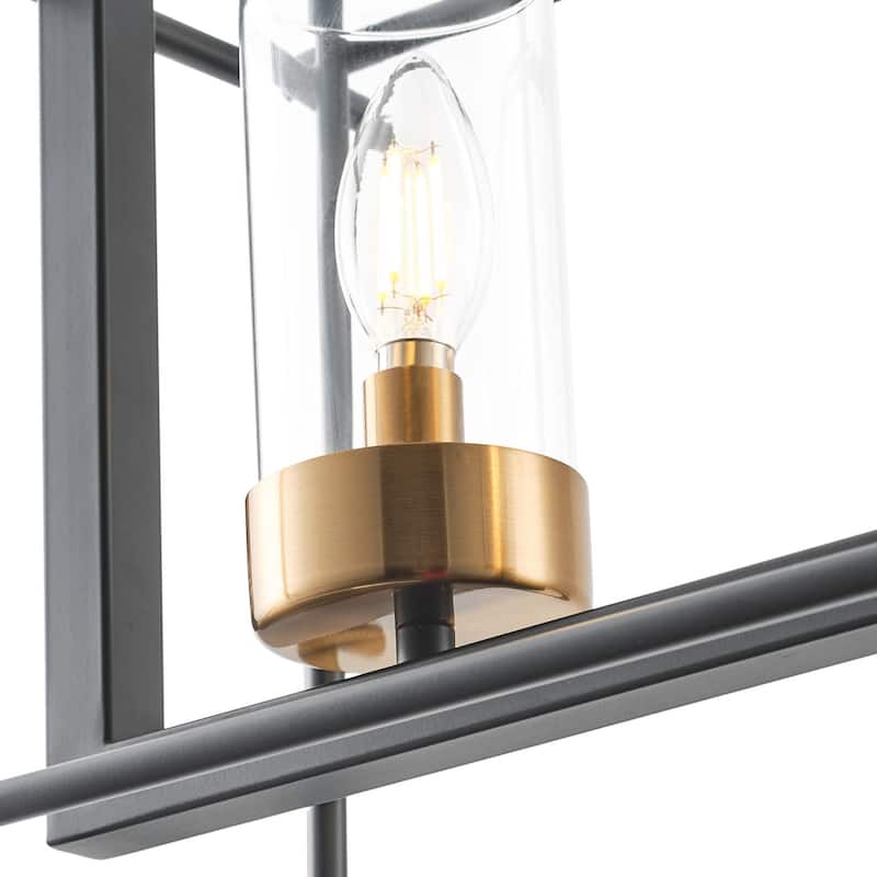 4-Lights Modern Fashion Rectangle Kitchen Island Lights - 34.3"D×10.2"W×85"H (Adjustable)