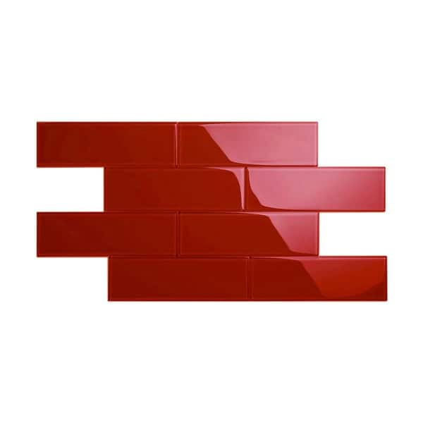 slide 2 of 4, Ruby Red 4x12 Glass Subway Tile 5 Sq. Ft. Case
