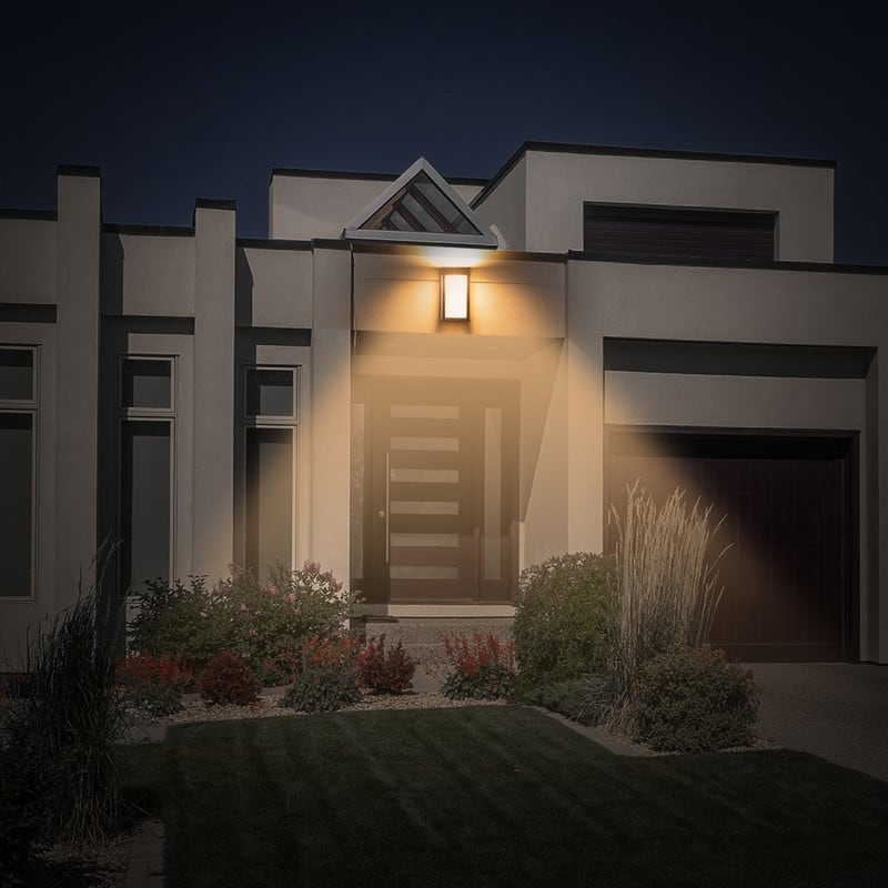Lutec 1-Light Black Integrated LED Outdoor Wall Sconce with Dusk to Dawn Feature - 4.72 x 8.66 x 3.46