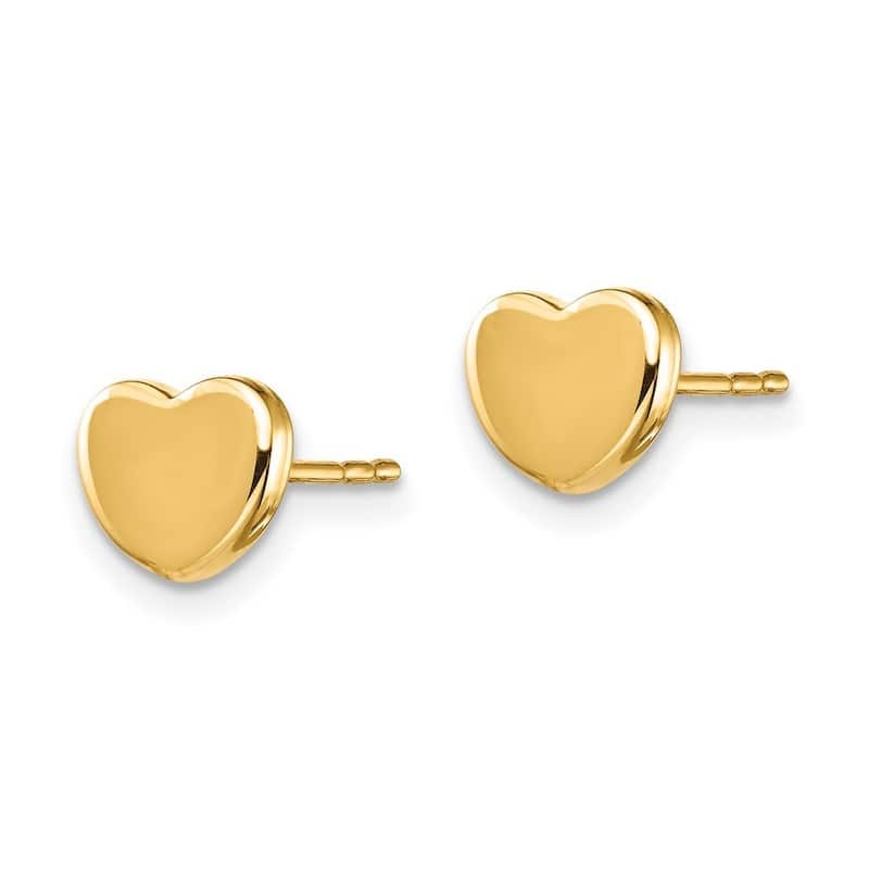 Curata 10k Yellow Gold Polished 7x7.35mm Heart Post Earrings