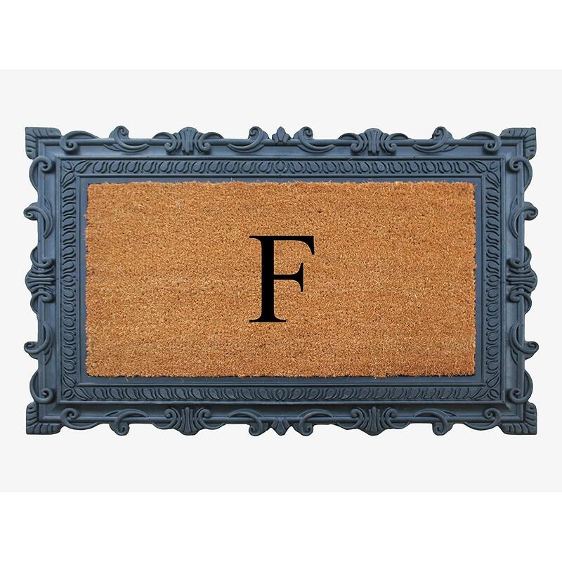A1HC First Impression Carson Rubber and Coir 24" X 36", Heavy Duty, Easy to Clean Outdoor Monogrammed Doormat - Monogrammed F