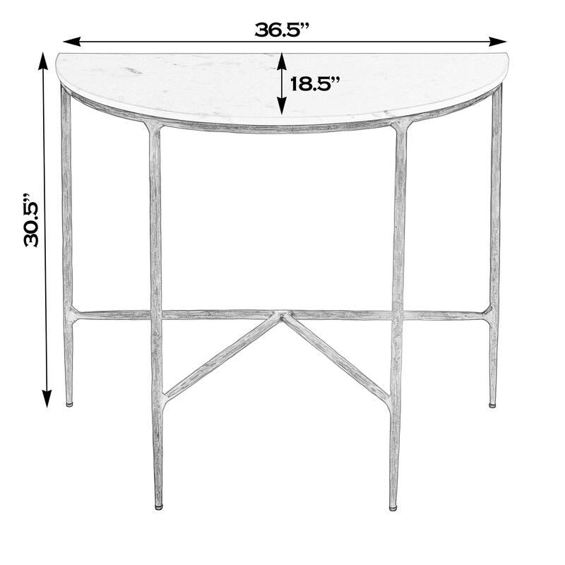 Evelyn Demilune Marble and Iron Console Table