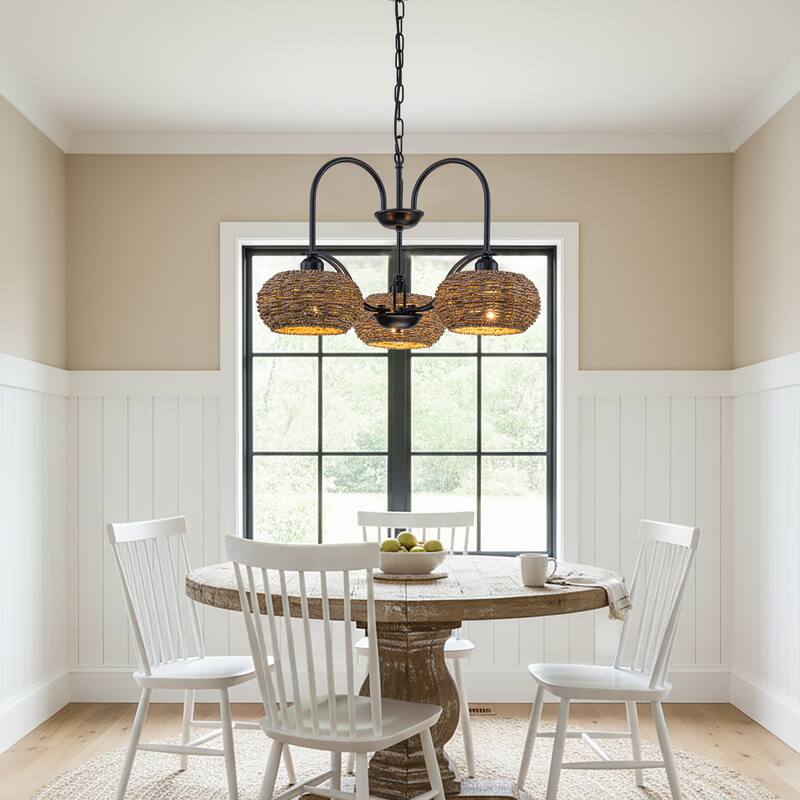 Vesper 3-light Modern Farmhouse Rustic Chandelier - 16 in. Tall/22 in. Wide