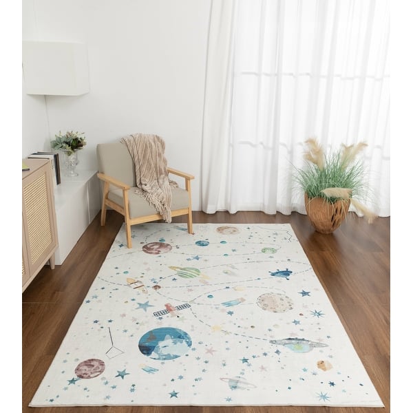 slide 2 of 7, Kids Collection Galactic Adventures Space Themed Area Rug