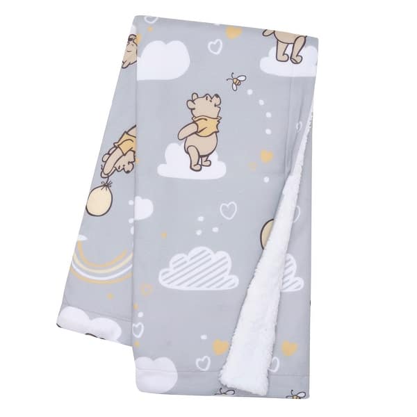 slide 2 of 5, Lambs & Ivy Disney Baby Hunny Bear Winnie the Pooh Gray Soft Faux Shearling Baby Blanket