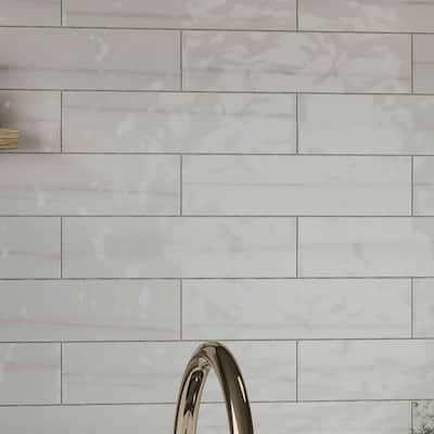 Alpine 3 in. x 12 in. Blanc Gloss Glazed Ceramic Subway Wall Tile