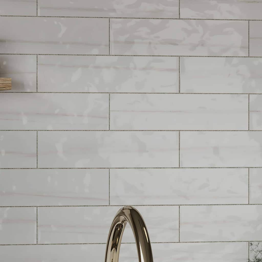 Alpine 3 in. x 12 in. Blanc Gloss Glazed Ceramic Subway Wall Tile