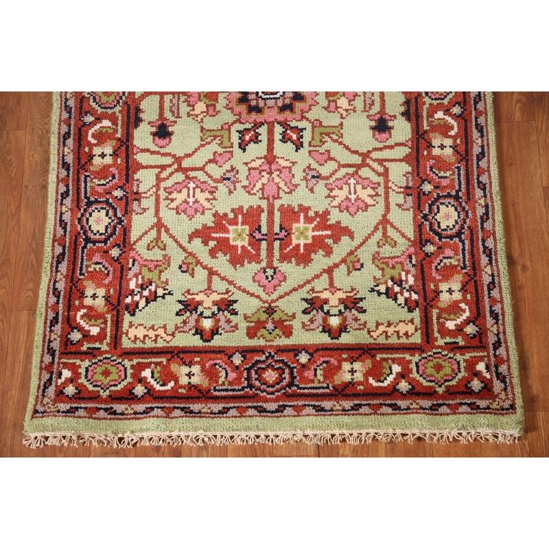 Light Green Heriz-Serapi Oriental Accent Rug Handmade Wool Carpet - 2'11"x 4'11"