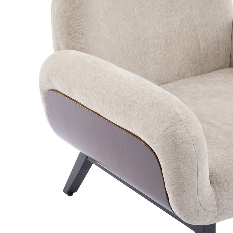 Christopher Knight Home - Modern Upholstered Accent Arm Chair with Round Arms and Solid Wood Legs