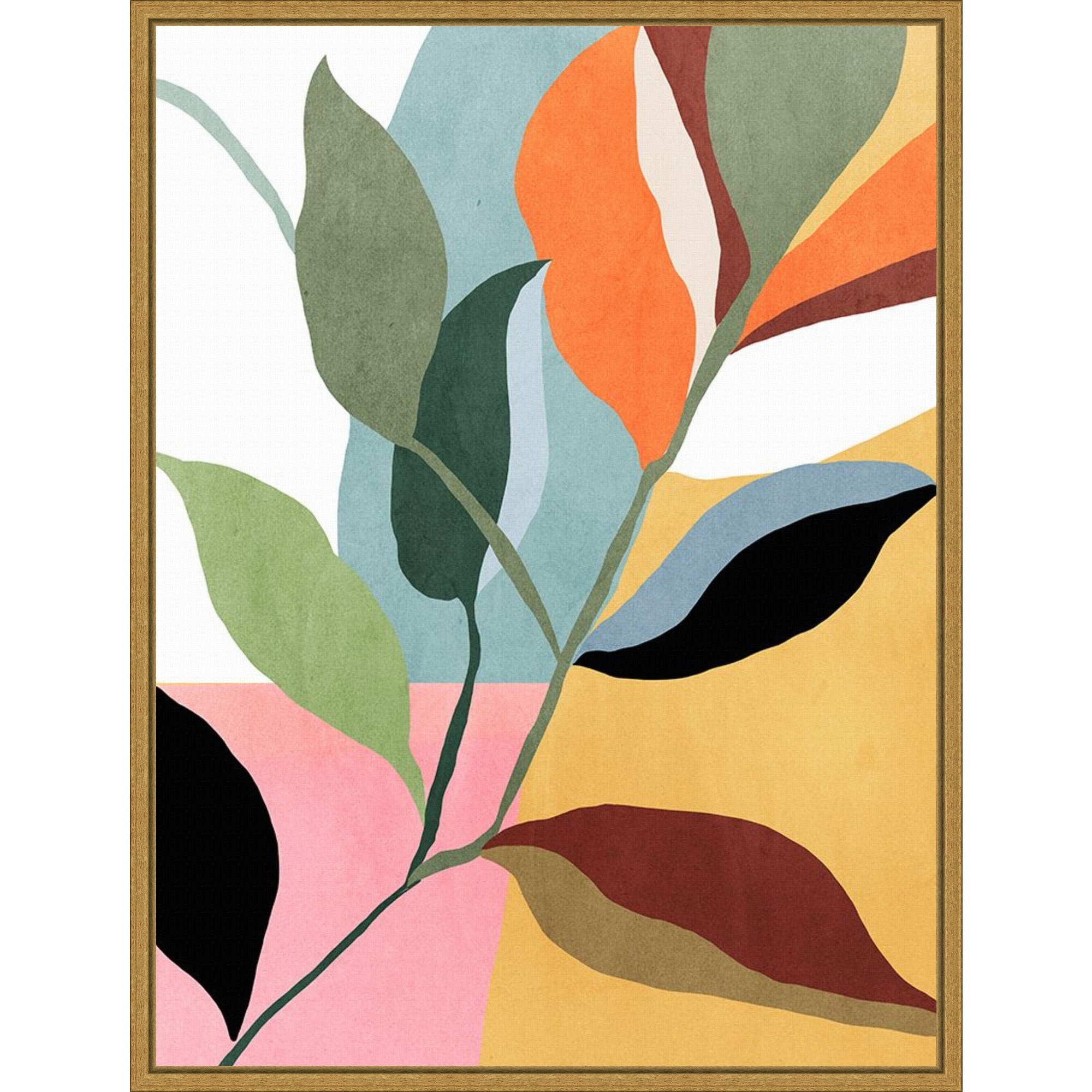 Amanti Art Bright Twig by PI Studio Framed Canvas Wall Art Print - Sylvie Gold