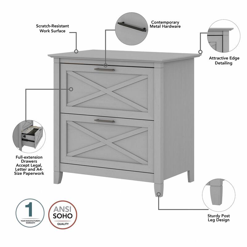 Key West 48W Writing Desk with Lateral File Cabinet by Bush Furniture