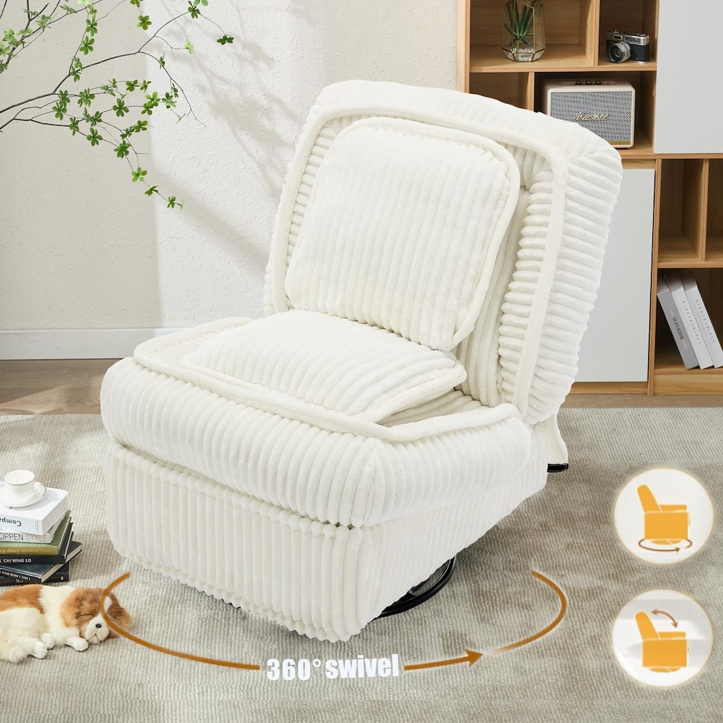 360° Swivel Rocking Single Sofa,Recliner Sofa, Manual Glider Rocking Armless Chair,Living Room Office