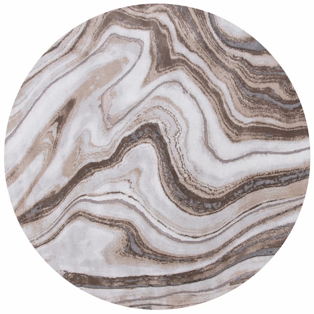 SAFAVIEH Craft Clytie Modern Abstract Marble Pattern Rug - 4' x 4' Round - Gold/Grey