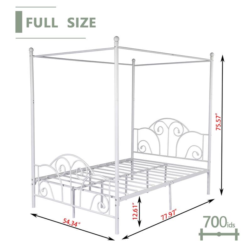 Alazyhome Canopy Metal Bed Frame, Metal Slat Support