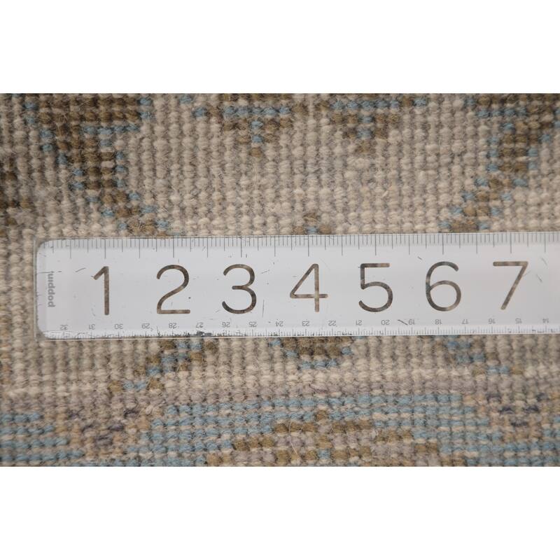 Earth Tone Oushak Runner Rug Hand-Knotted Wool Carpet - 2'7"x 7'9"