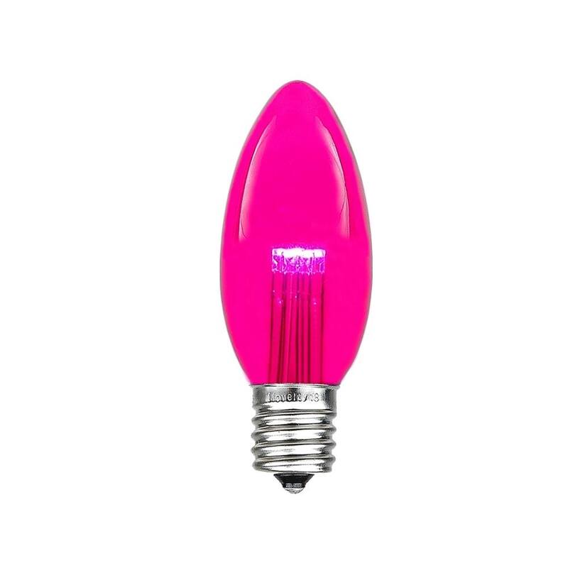 25 Pack C9 LED Outdoor Christmas Replacement Bulbs, Warm White, C9/E17 Base - Medium - Pink