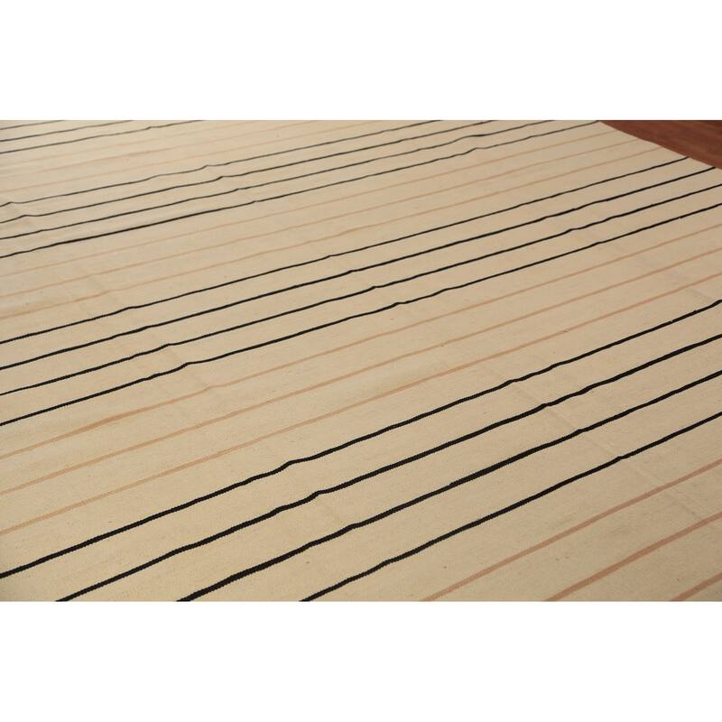 All-Over Striped Kilim Oriental Large Rug Wool Carpet - 10'0"x 14'1"