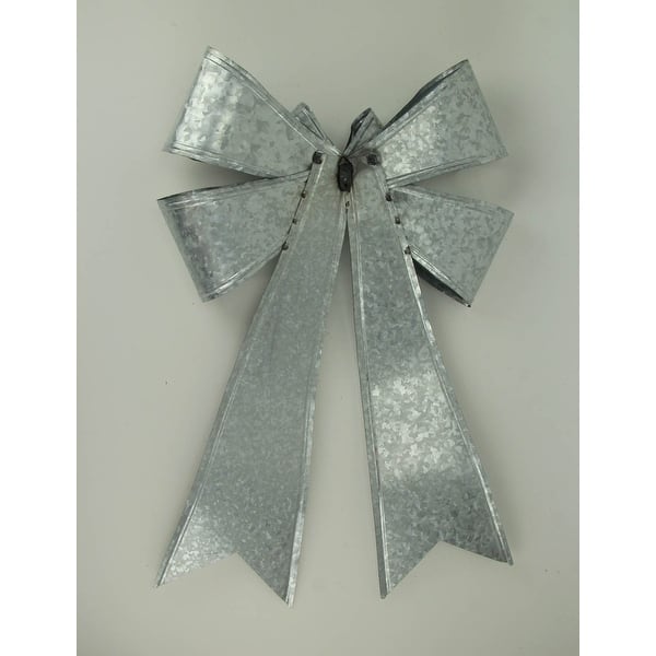 Galvanized Metal Double Bow Christmas Holiday Wall Decor Galvanized Metal Double Bow