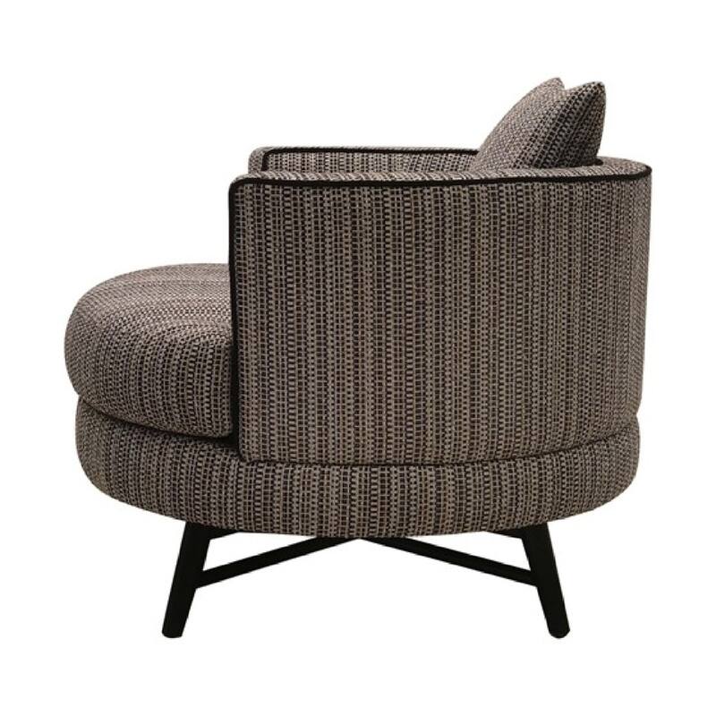 Roomfitters 360 Degree Modern Swivel Barrel Chair, Upholstered Round Lounge Seating with Lumbar Pillow, Multi