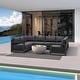 preview thumbnail 67 of 75, PURPLE LEAF Caesar Outdoor Couch with 9.6" Thick Cushion and Table for Yard Porch Deck, Grey Outdoor Patio Conversation Sets 8 Seats - U-shaped