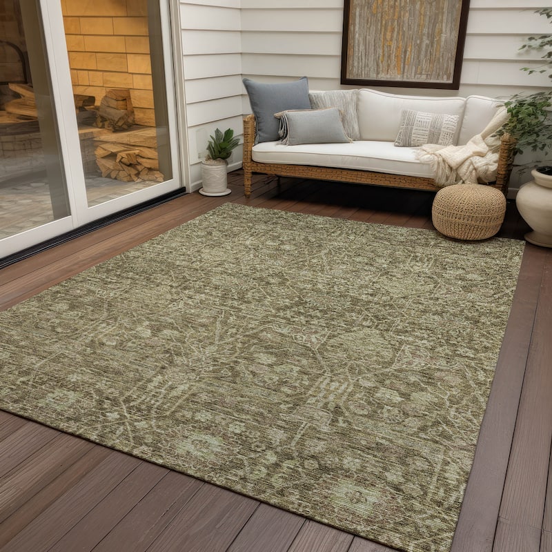 Machine Washable Indoor/ Outdoor Vintage Boho Chantille Rug