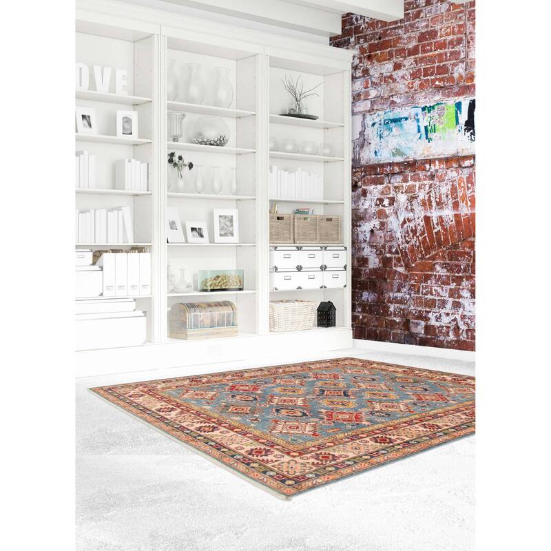 ECARPETGALLERY Hand-knotted Uzbek Ghazni Blue Wool Rug - 5'6 x 7'10