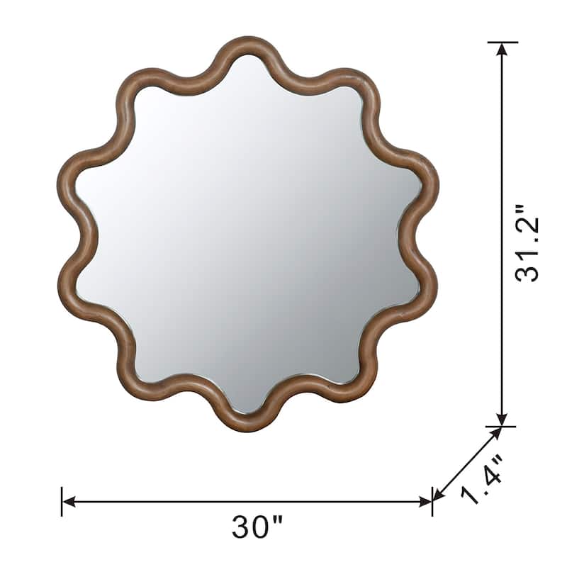 31" x 30" Wooden Accent Mirror with Unique Frame