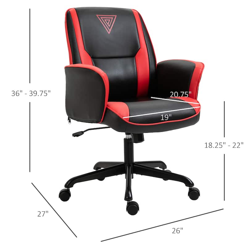 Vinsetto Office Chair Breathable Faux Leather Adjustable Height with Wheels, Armrest, Mid Back Home Racing Gaming Style