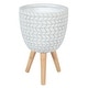 preview thumbnail 4 of 10, Cube Design White Round MgO Planter with Wood Legs
