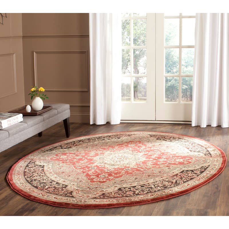 SAFAVIEH Vintage Distressed Boho Erma Oriental Rug - 6'7" Round - Rust/Black