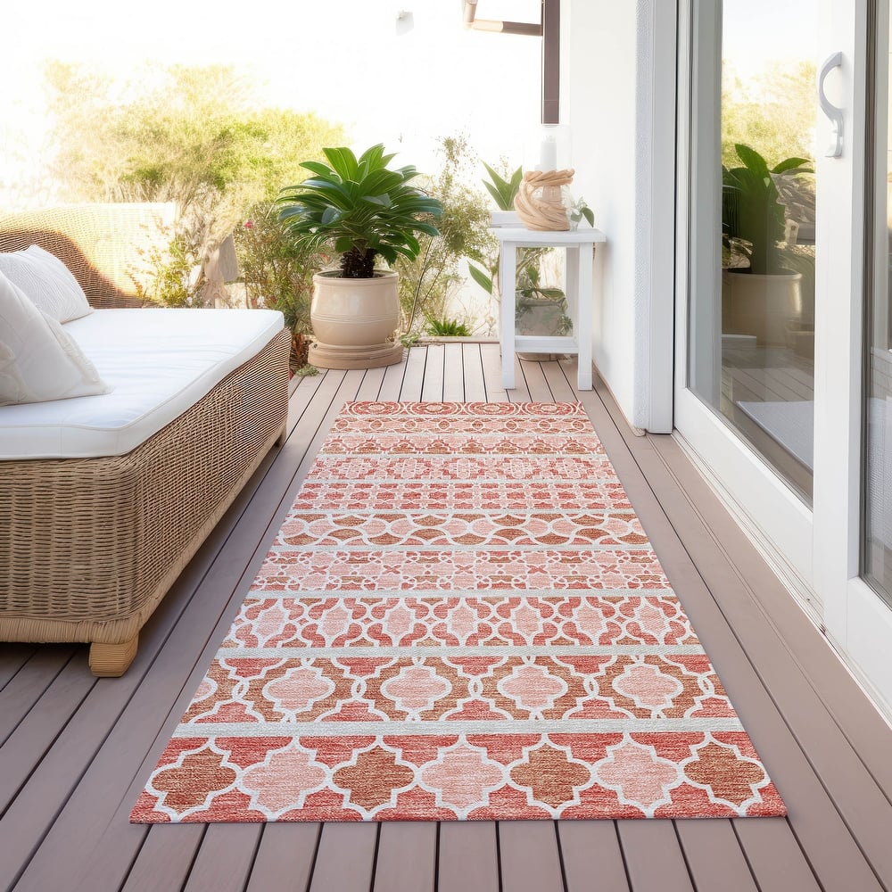 Machine Washable Indoor/ Outdoor Chantille Stripe Boho Rug