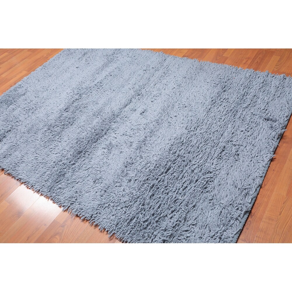 Overstockhand Woven Blue Shag Wool Modern Contemporary Oriental Area Rug 5x7 5 3 X 7 7 5 3 X 7 7 Blue Dailymail