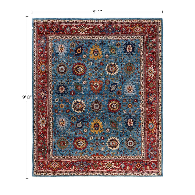 Serapi One-of-a-Kind Hand-Knotted Area Rug - Light Blue, 8' 1" x 9' 8" - 8' 1" x 9' 8"