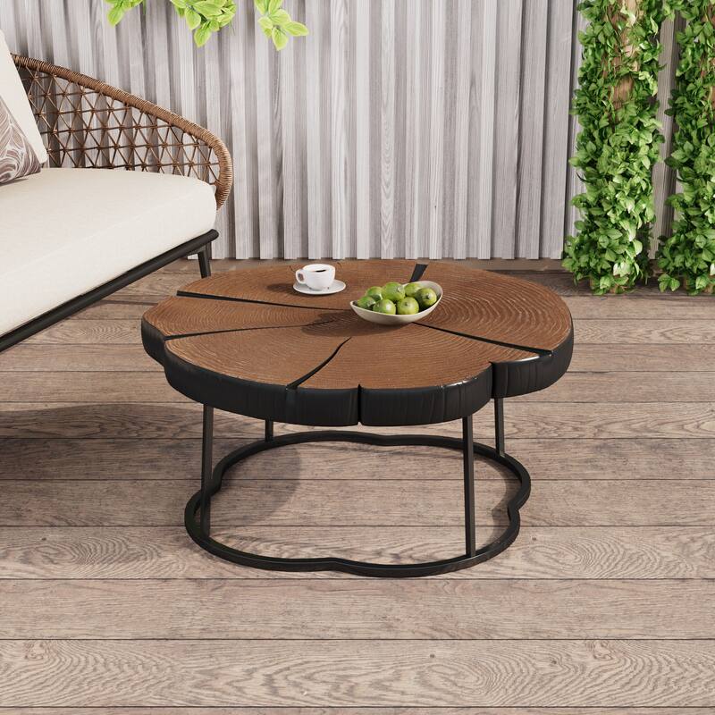 Christopher Knight Home - Arbor Modern MGO Top & Black Iron Base Coffee Table with Natural Wood Texture