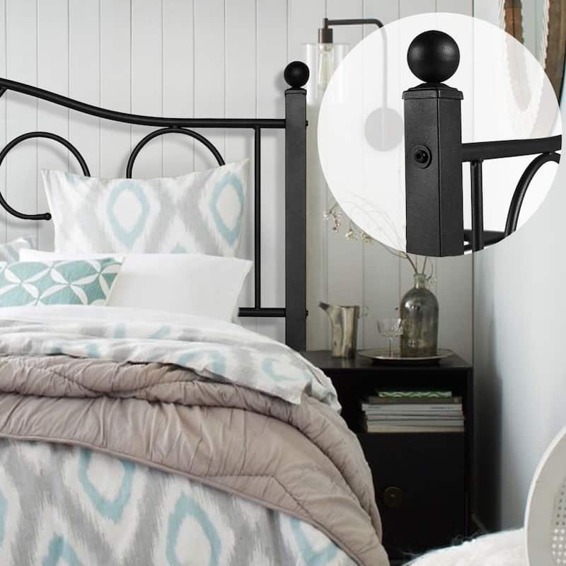 VECELO Platform Bed Frame with Scroll Headboard, Twin/Full/Queen Size Beds