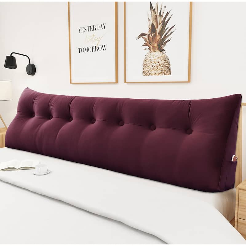 WOWMAX Bed Rest Reading Wedge Headboard Pillow Velvet Red