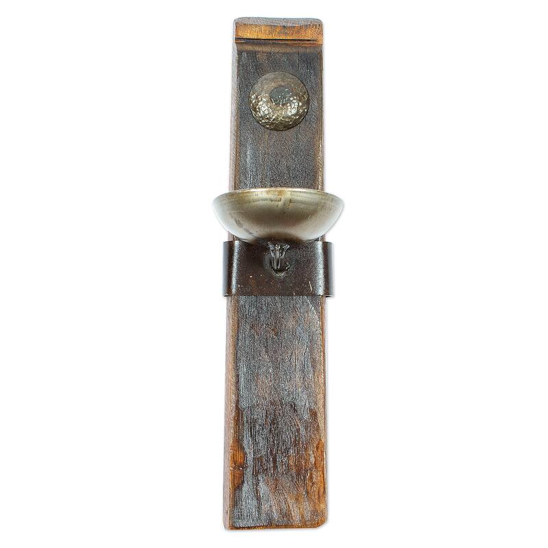 Novica Handmade Little Hacienda Light Iron And Wood Wall Sconce