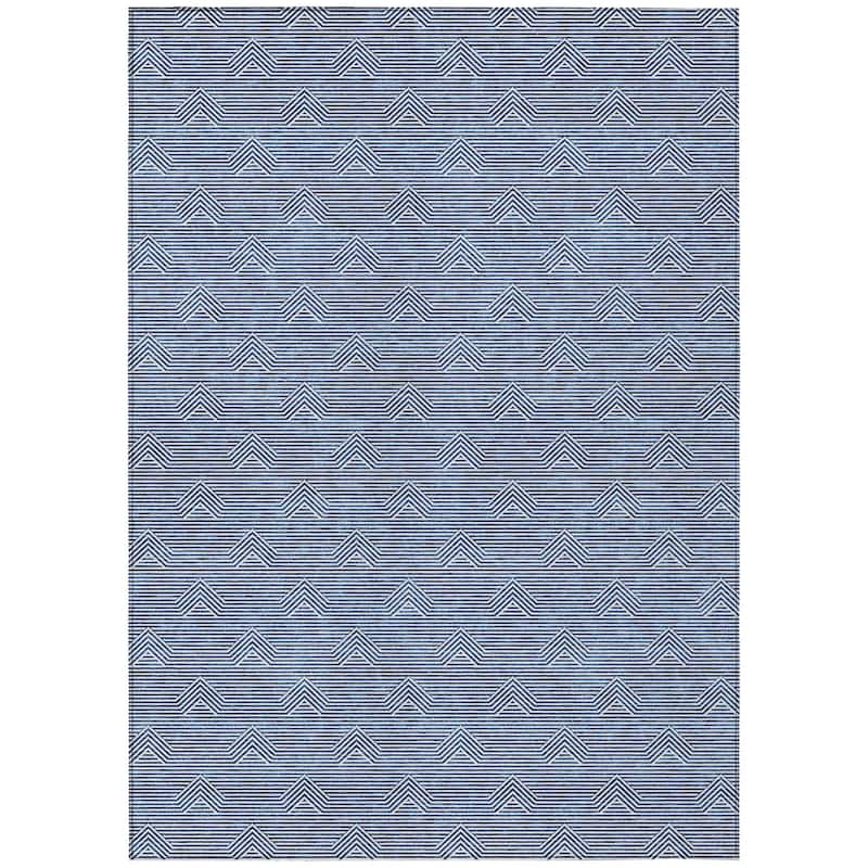 Machine Washable Indoor/ Outdoor Chantille Contemporary Stripe Rug