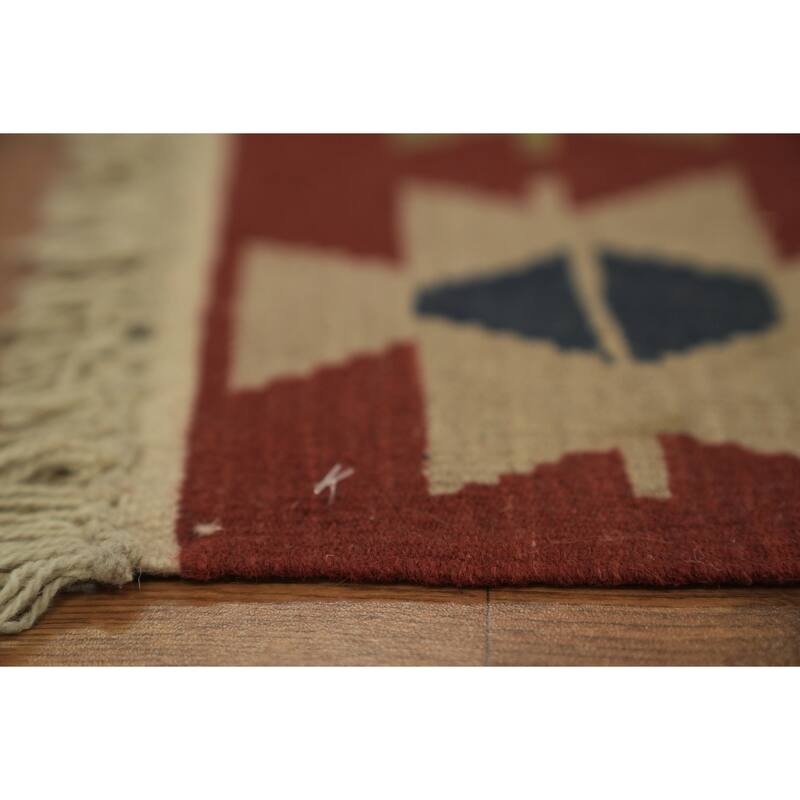 Hand Woven Oriental 100% Wool Carpet Southwestern Tribal Navy Blue & Blues Kilim Area Rug - 6' 0'' X 4' 0''